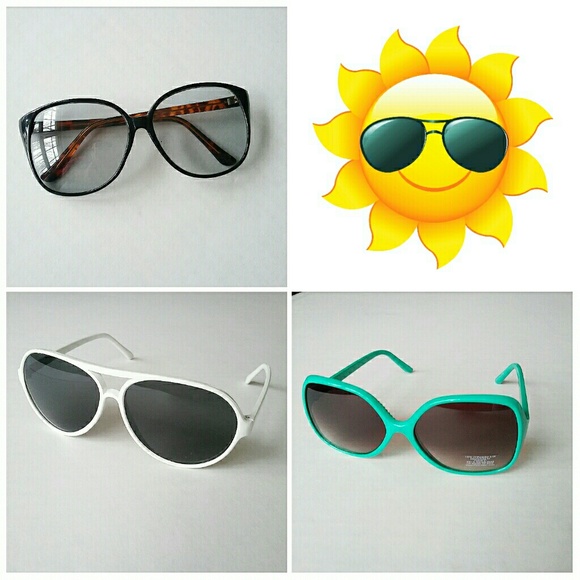 Forever 21 Accessories - 🔥3 Pairs Sunglasses Retro Style White Teal Black